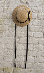 CLASSIC CANOTIER straw hat BLACK dotted
