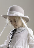 FELT HAT in pale rose with embroidered ribbons
