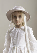 FELT HAT in pale rose with embroidered ribbons