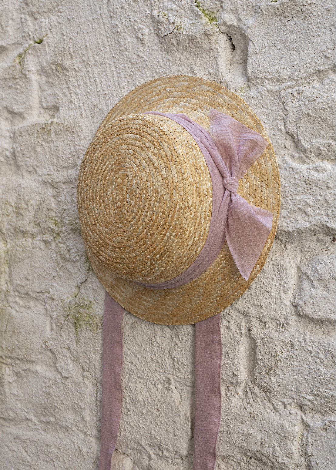 CLASSIC CANOTIER straw hat PLAIN OLD ROSE