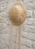 CLASSIC CANOTIER straw hat LACE old rose
