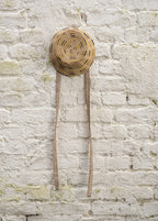 handknotted BUCKET HAT, yellow, black and sand colored stripes