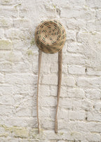 handknotted BUCKET HAT green, sand and black colored stripes