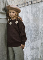 merino wool JUMPER celadon with embroideries