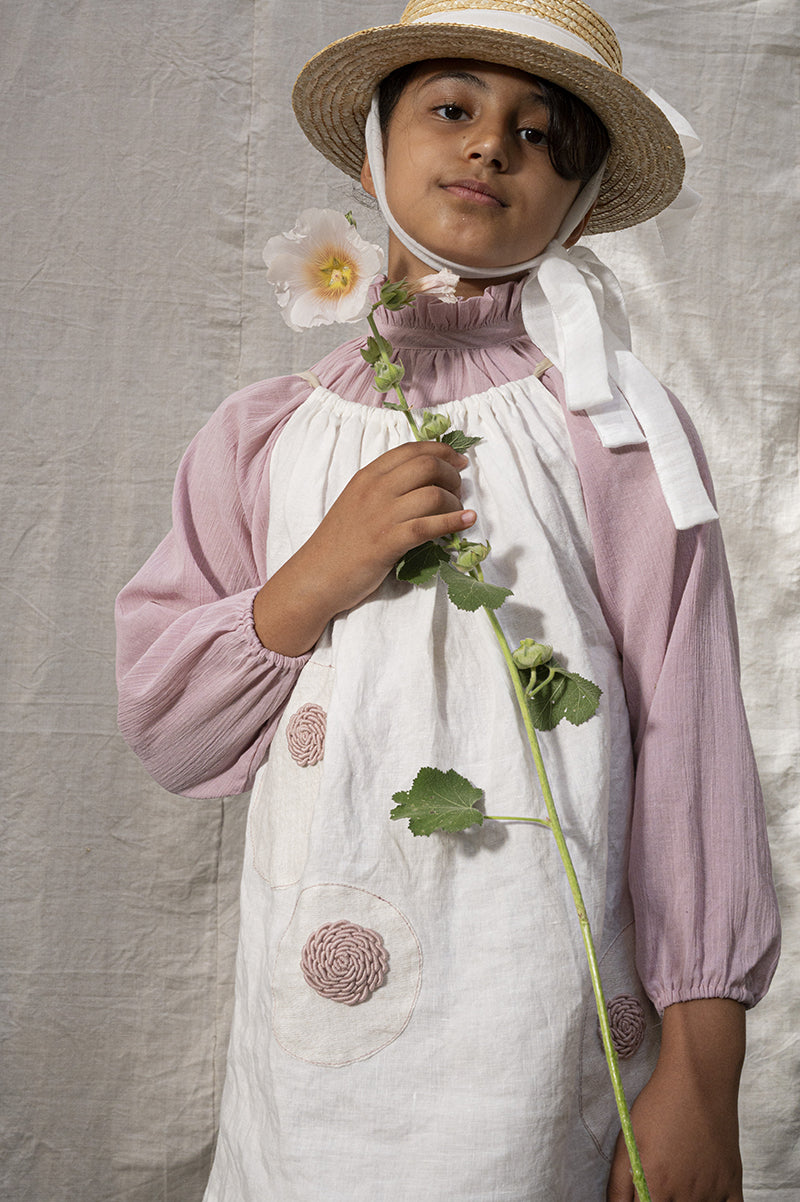ARTISANAL dress BLOSSOM off white linen