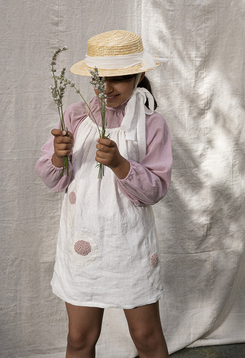 ARTISANAL dress BLOSSOM off white linen