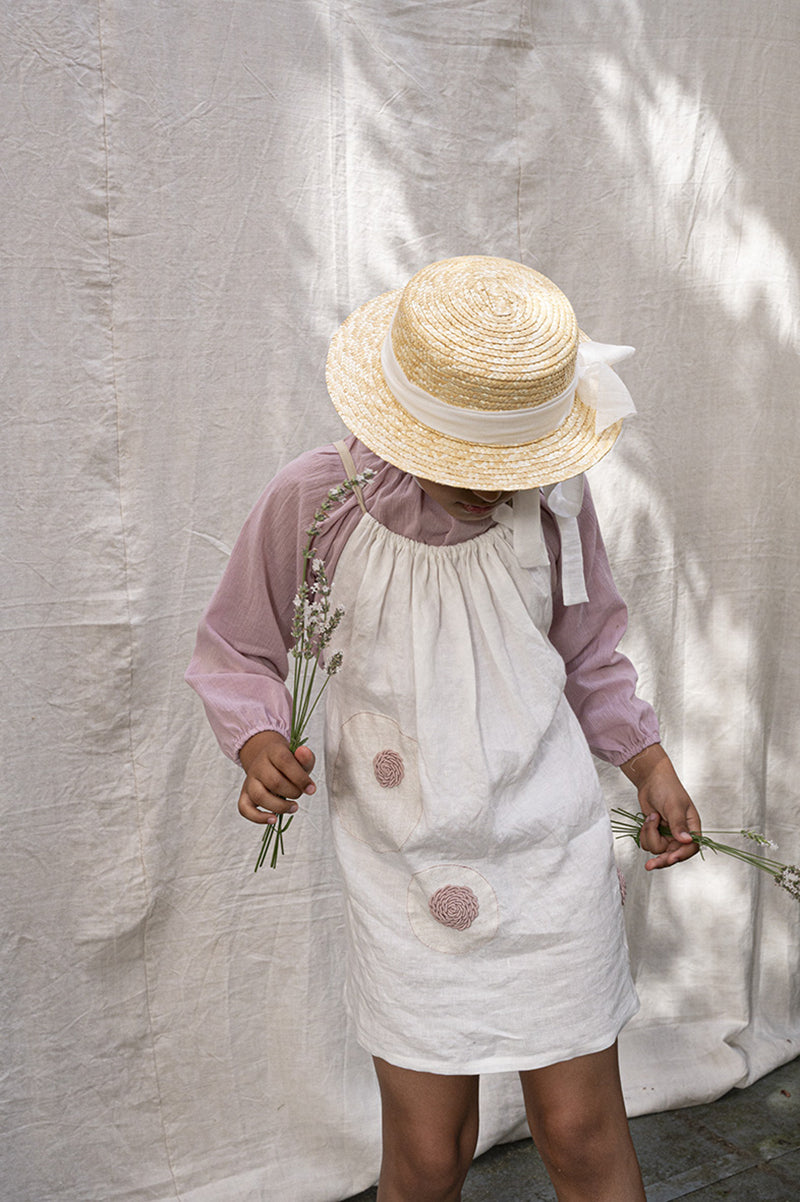 ARTISANAL dress BLOSSOM off white linen