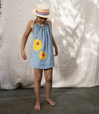 ARTISANAL dress BLOSSOM blue gingham linen