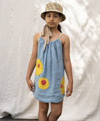 ARTISANAL dress BLOSSOM blue gingham linen