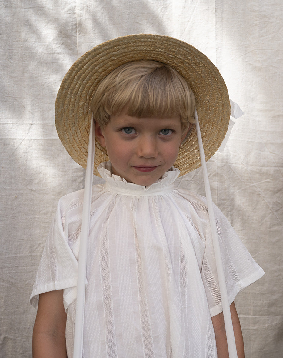 CLASSIC CANOTIER straw hat PLAIN OFF WHITE