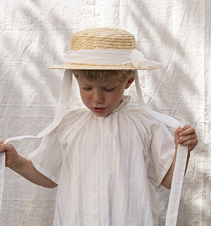 CLASSIC CANOTIER straw hat PLAIN OFF WHITE