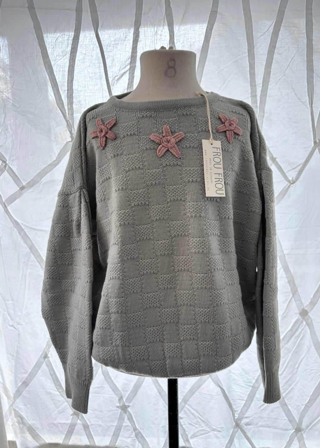 merino wool JUMPER celadon with embroideries