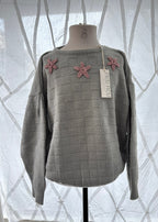 merino wool JUMPER celadon with embroideries