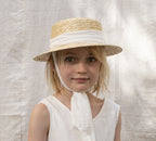 CLASSIC CANOTIER straw hat PLAIN OFF WHITE