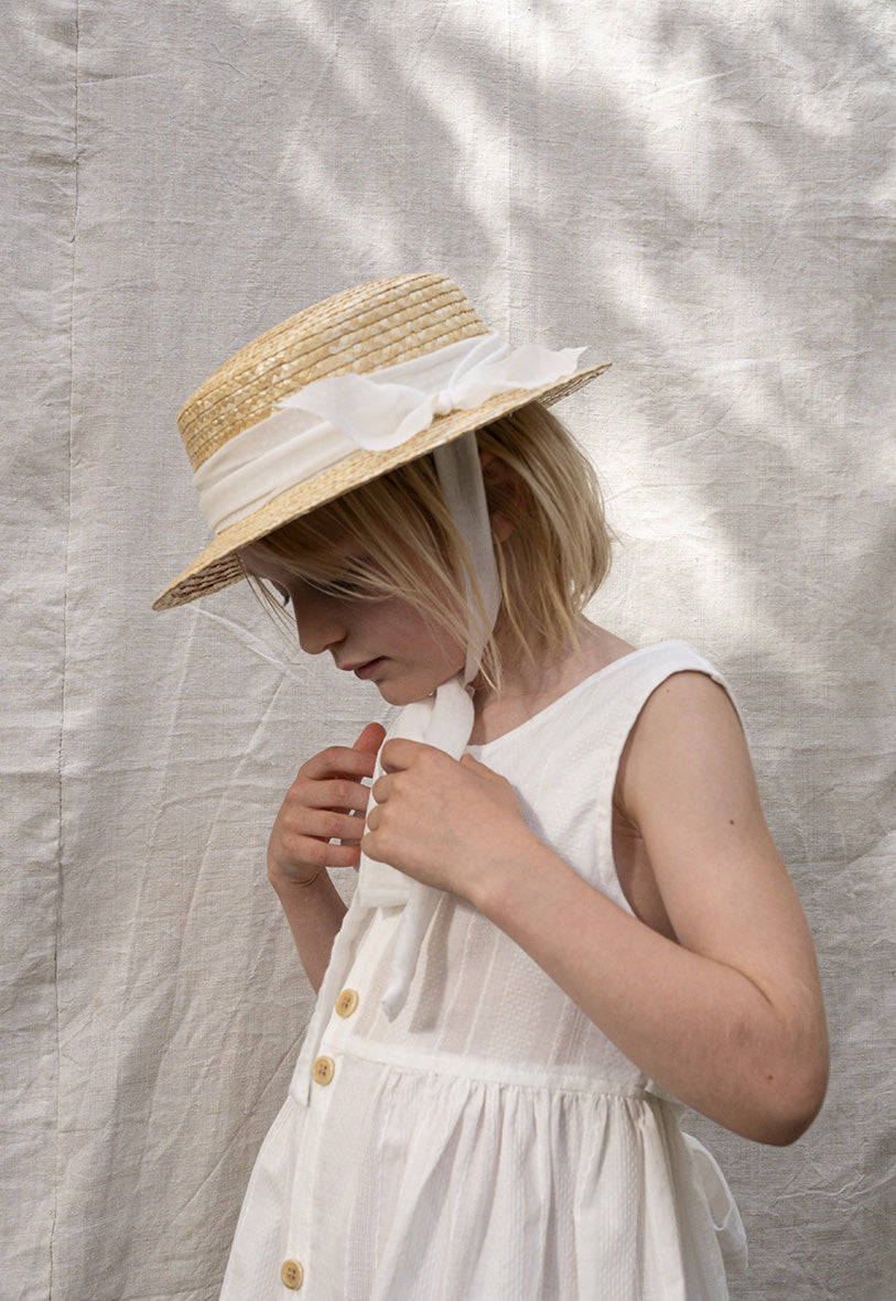 CLASSIC CANOTIER straw hat PLAIN OFF WHITE