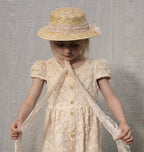 CLASSIC CANOTIER straw hat LACE old rose