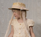 CLASSIC CANOTIER straw hat LACE old rose