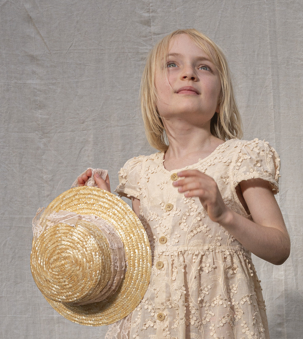 CLASSIC CANOTIER straw hat LACE old rose