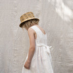 handknotted BUCKET HAT, yellow, black and sand colored stripes