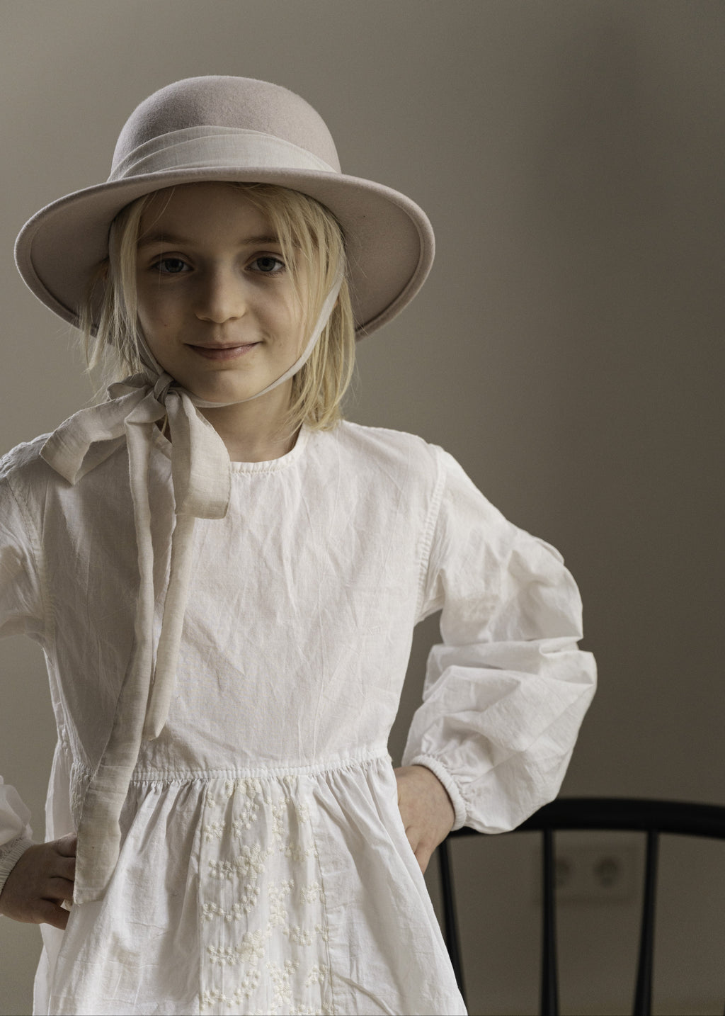 wrinkled off white cotton DRESS with silk inserts